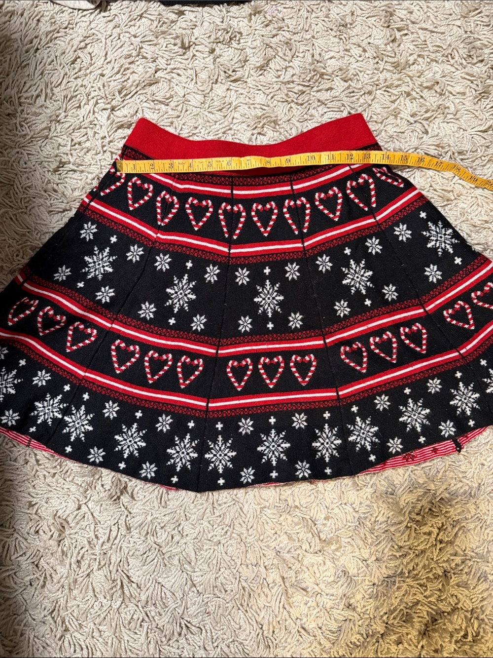 It's Our Time Black, Red & White Heart and Snowflake Skater Skirt